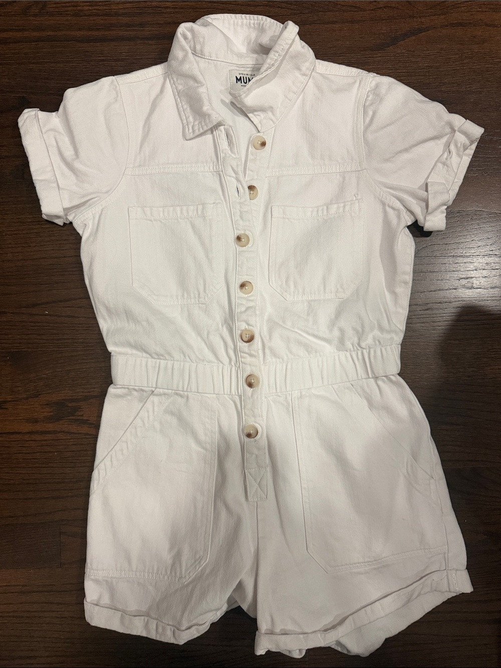 Show Me Your MuMu White Short-Sleeve Button Romper